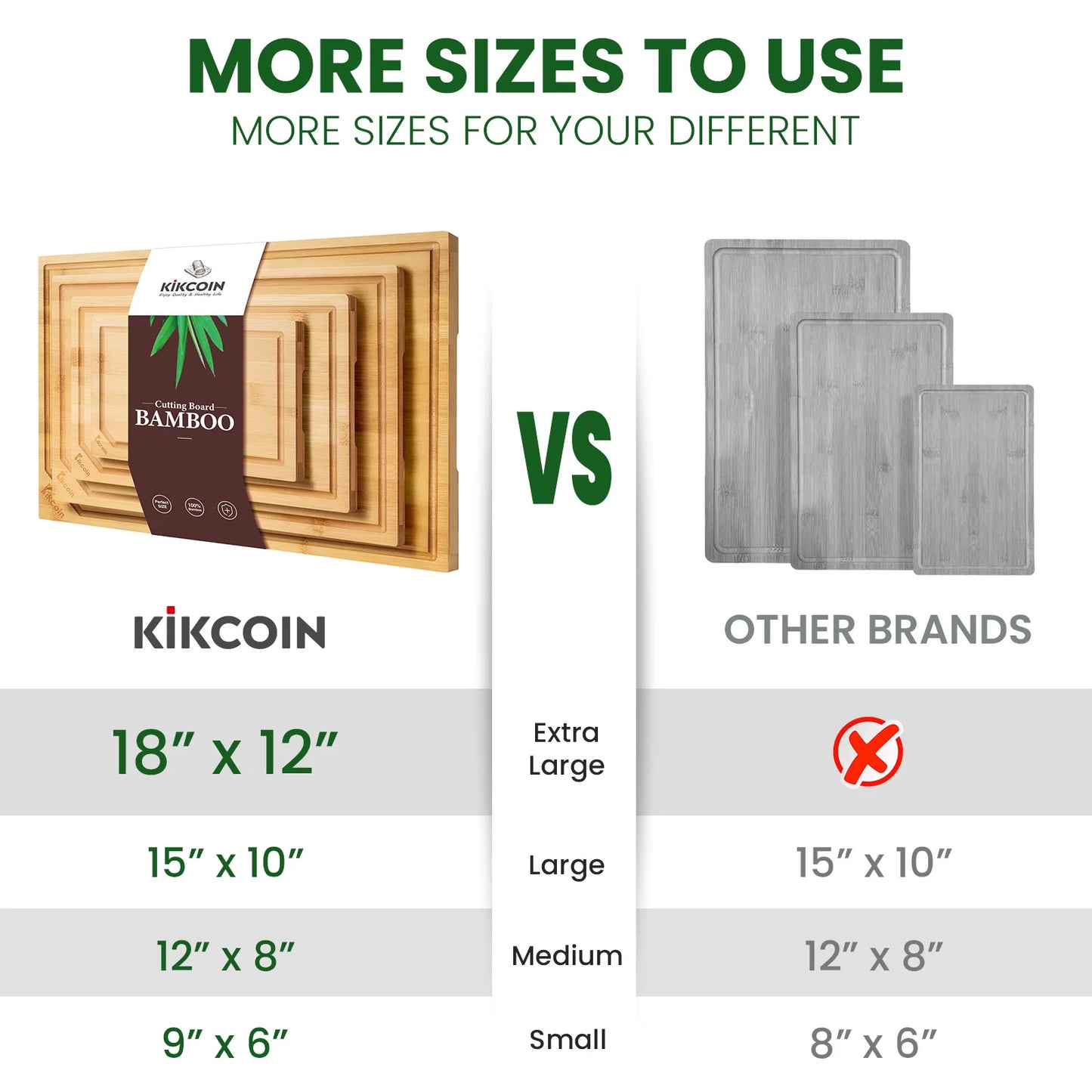 4-piece extra large kitchen bamboo cutting board set, with juice groove