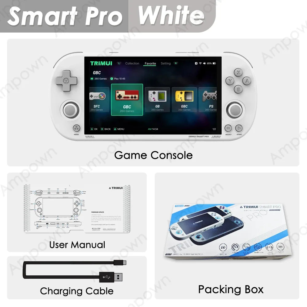 Trimui Smart Pro Handheld Game Console 4.96''- IPS Screen Linux System Joystick - RGB Lighting T