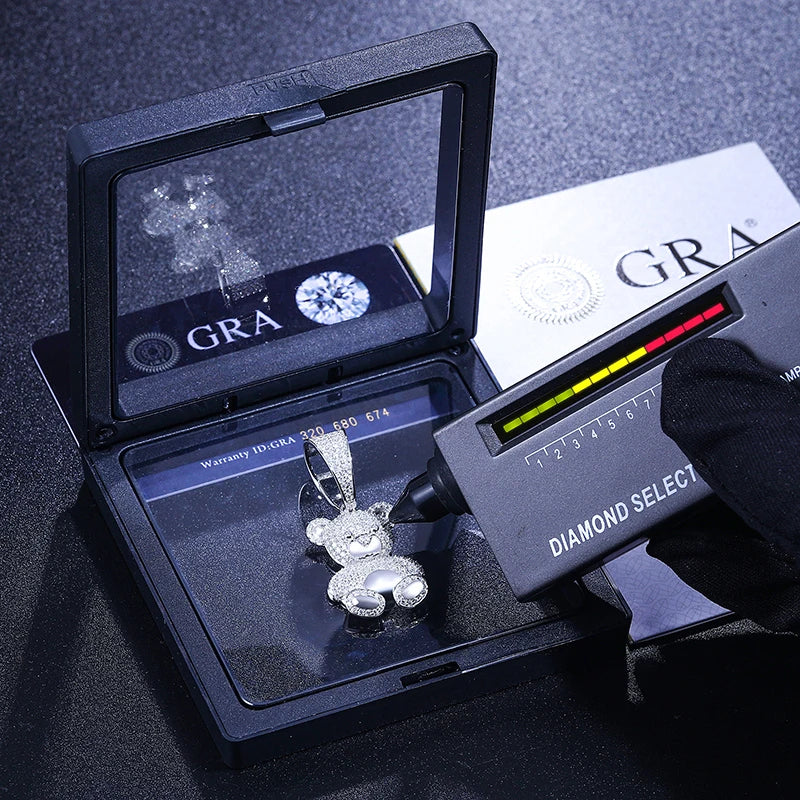 Exquisite Moissanite Fashion Bear Pendant Necklace