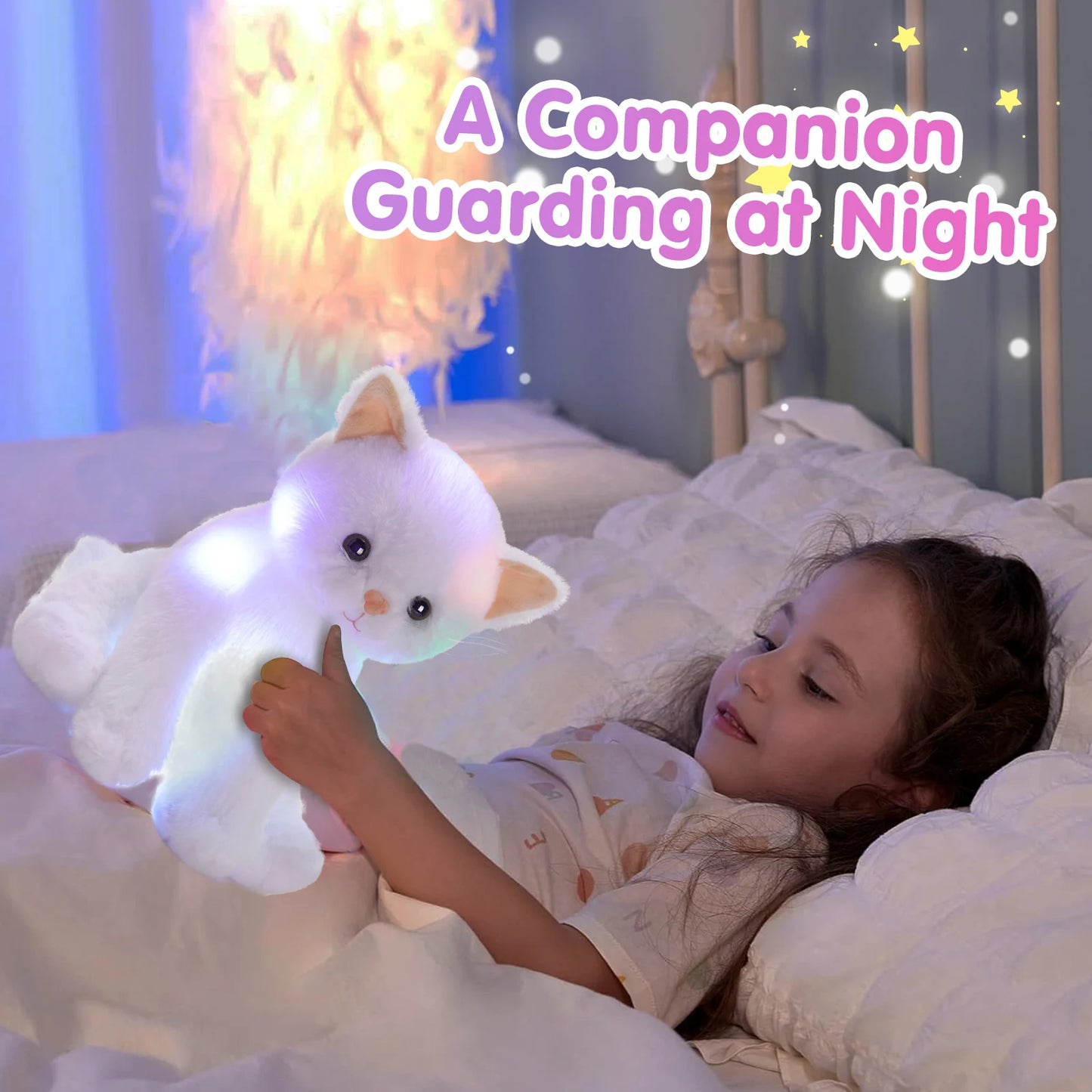 Glowing Musical White Cat Plush Toy