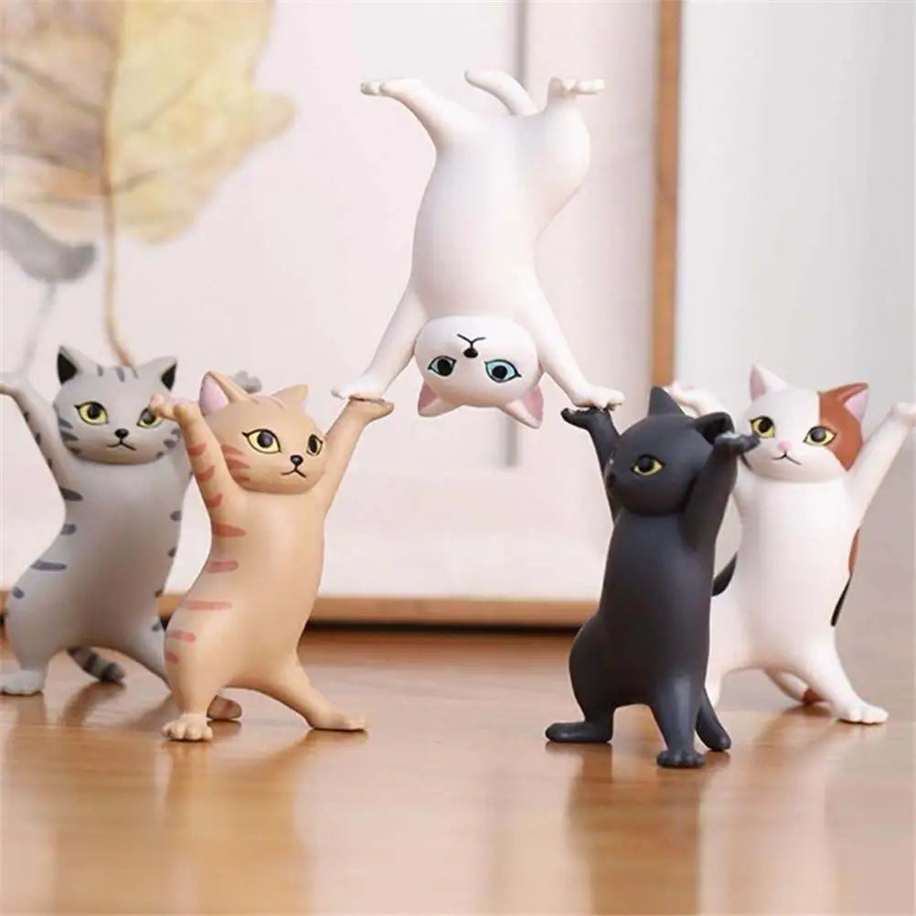 5PCS Animal Raising Hands - Dancing Cat Model - Cat Figures Toys for Children Room
