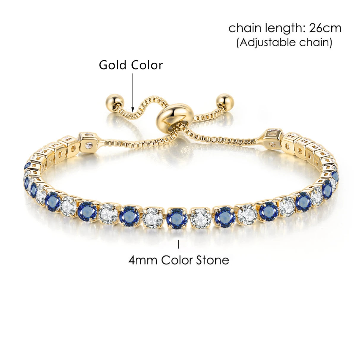 Adjustable Multicolor Tennis Bracelets for Women - Ladies Rainbow Colorful Zircon Charm Bracelet