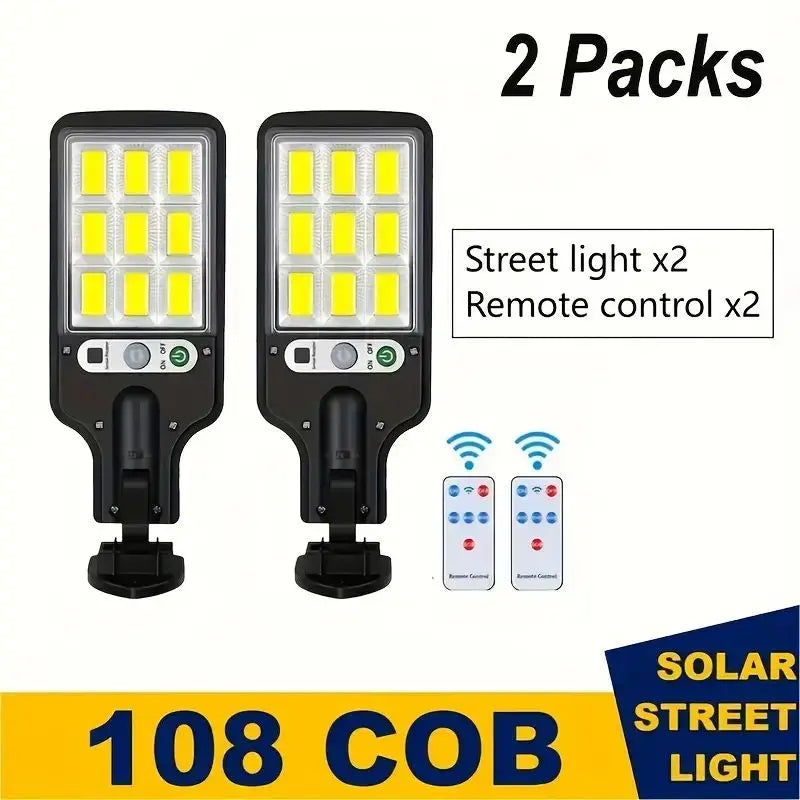 1/2/4-Pack Solar Street Lights, COB LED Outdoor Wall Lights with Remote Control and Motion Sensor