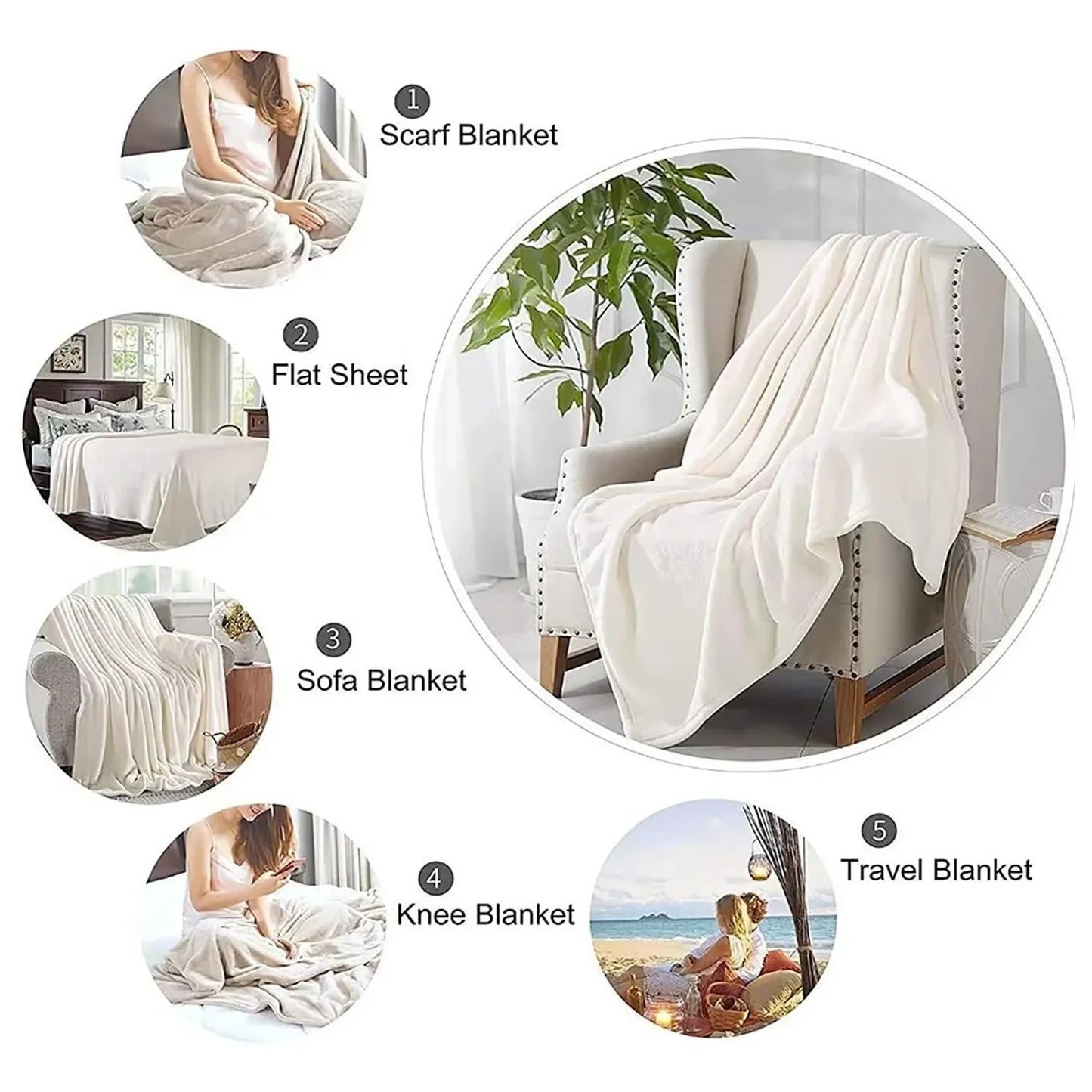 Vintage Christmas Santa Claus Snowflake Candy Cane - Tree Presents Pattern Flannel Throw Blanket – Cozy, Warm