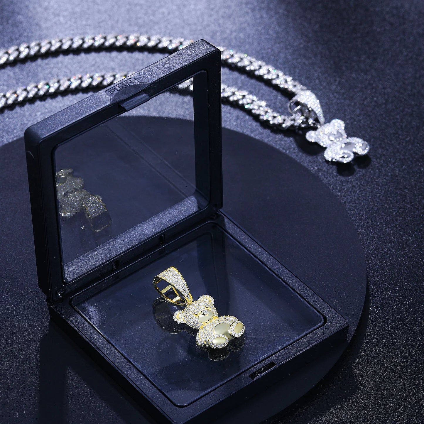 Exquisite Moissanite Fashion Bear Pendant Necklace