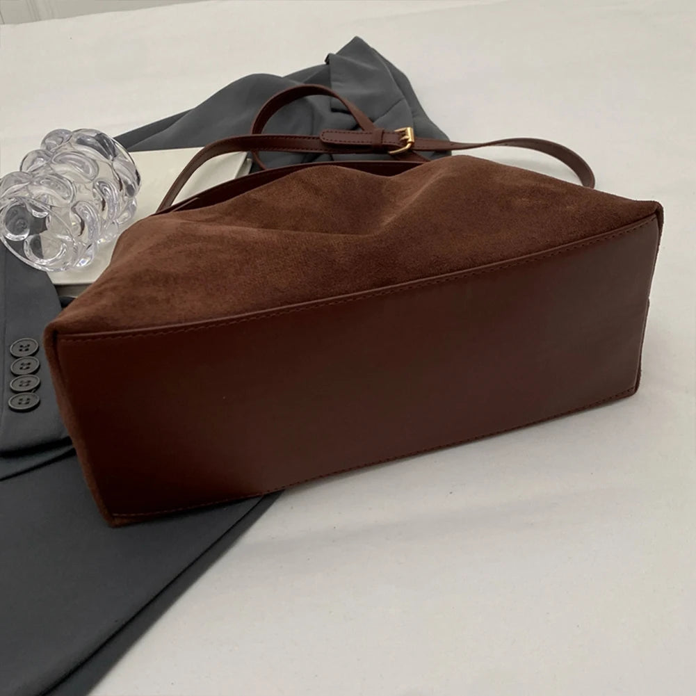 Women Suede Shoulder Bag Adjustable Strap - Crossbody Bag With Inner Pocket Handbag