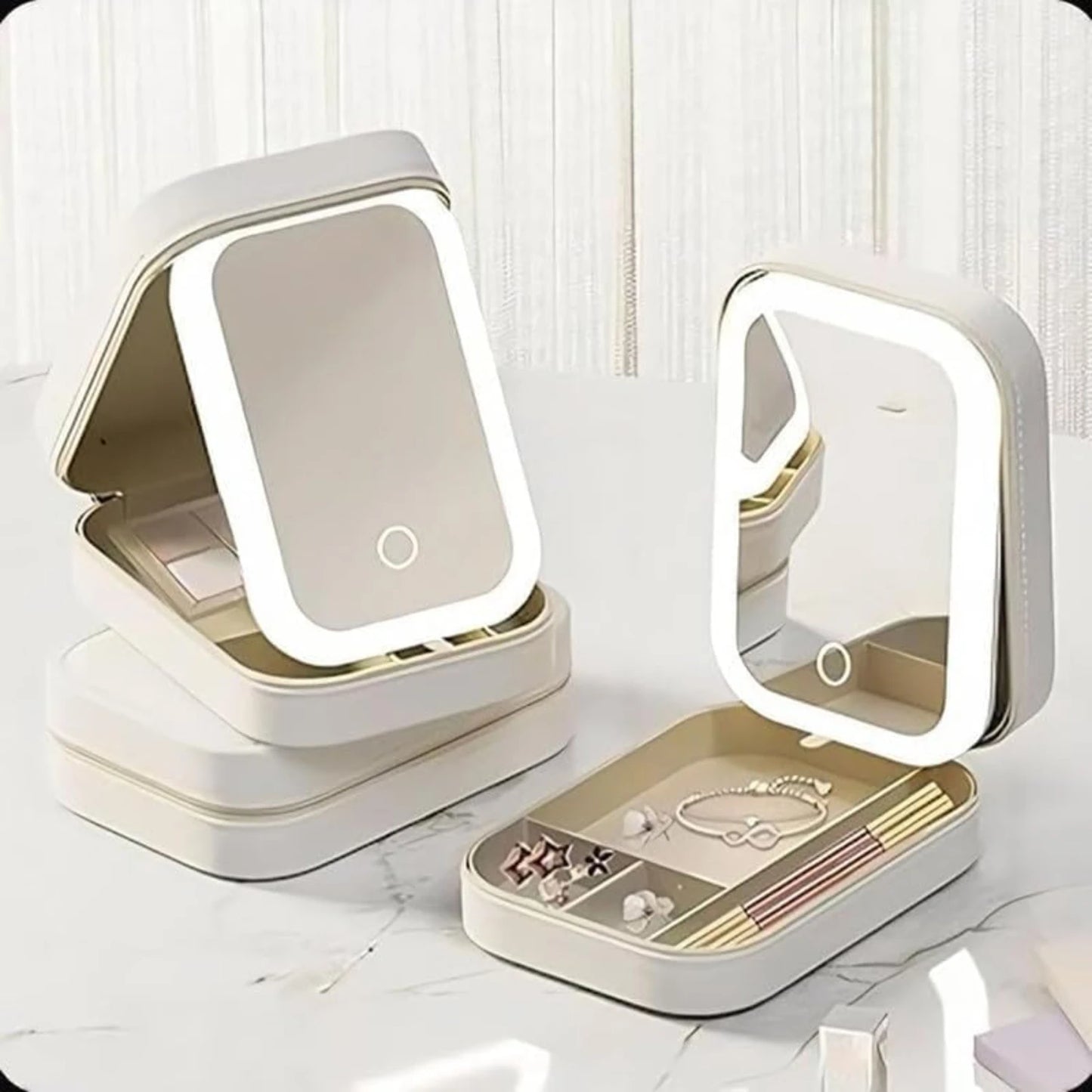 Rechargeable Lighted LED Makeup Mirror - Three Color Adjustable & Brightness White Mirror