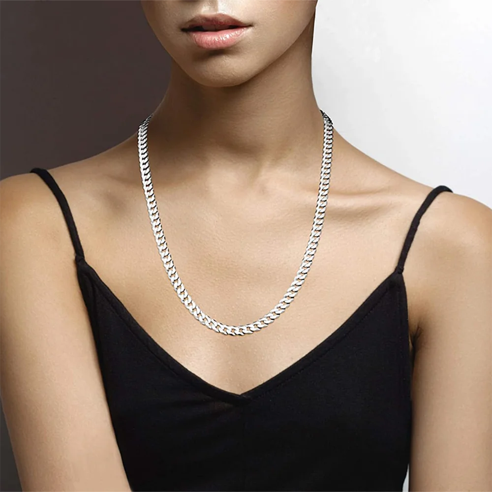 7mm Men's Link Silver plated & brass Chain Necklace