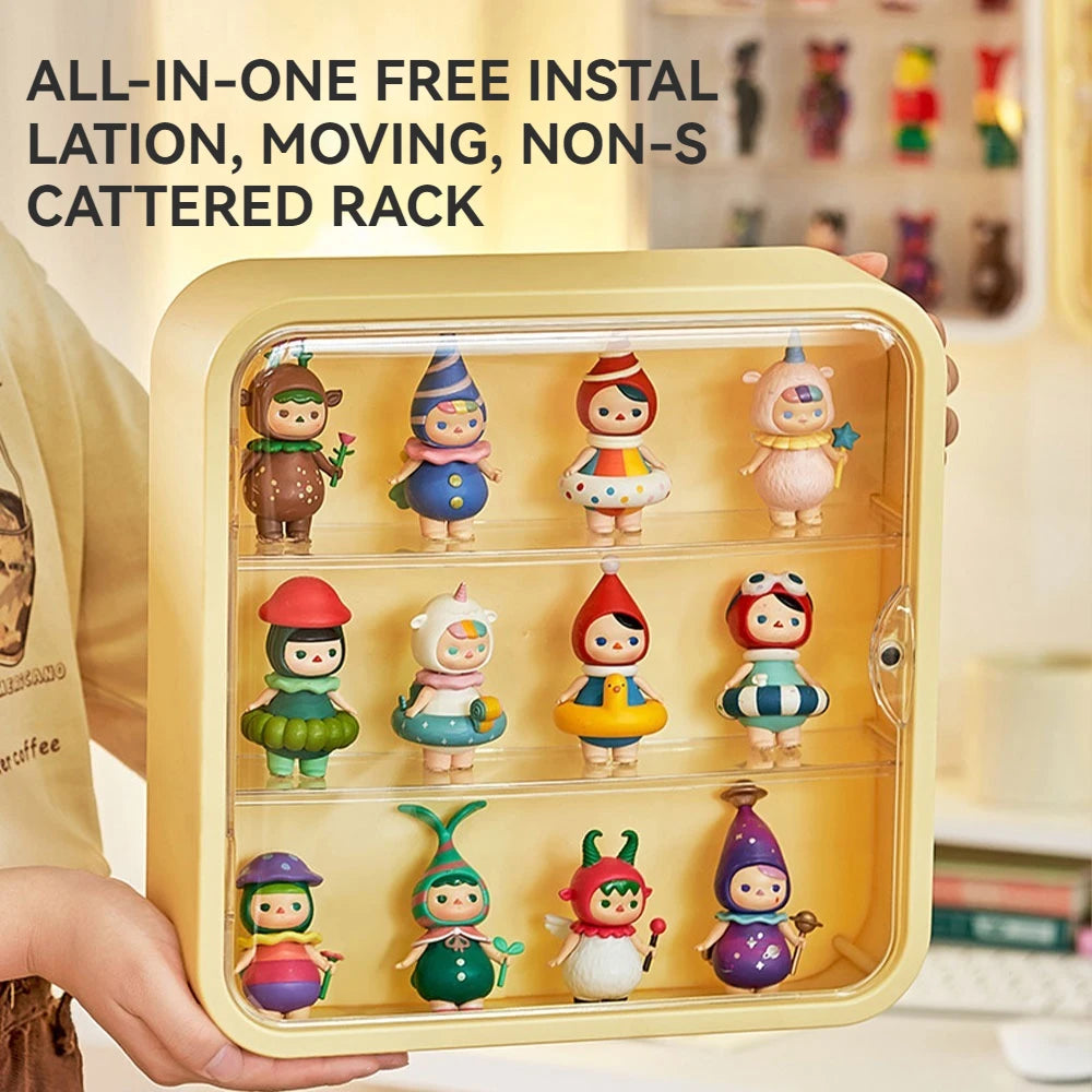 Clear Display Case for Figures, Wall-Mounted Doll Storage - 3Layer Storage Box