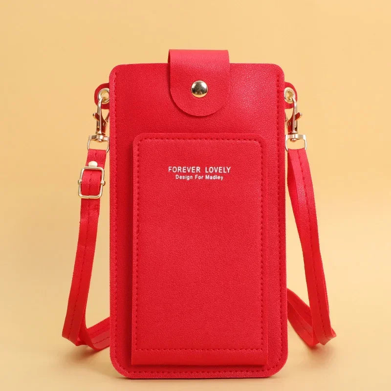 Women Bags Soft Leather Wallets - Touch Screen Cell Phone Purse - Crossbody Shoulder Strap Handbag