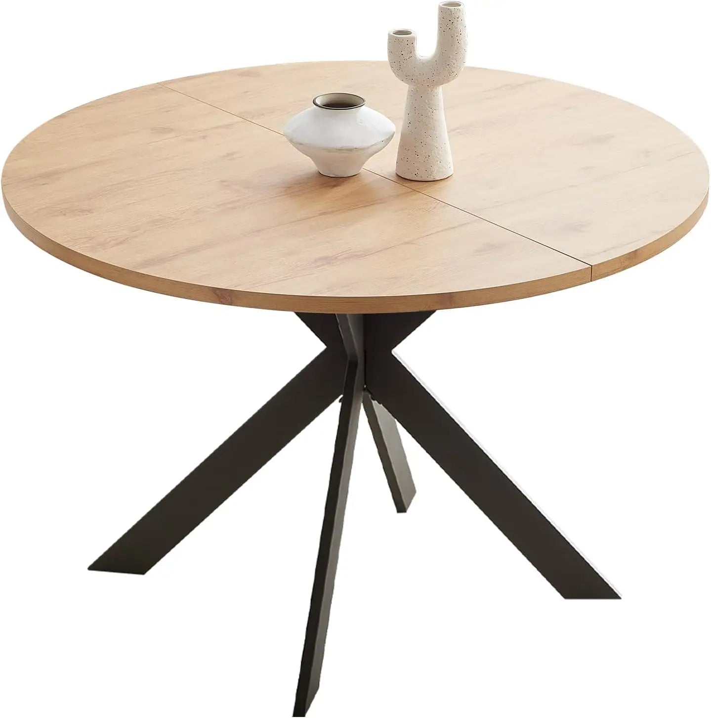 47" Set, Modern Round Dining Table for 4-6 Person, Steel Legs