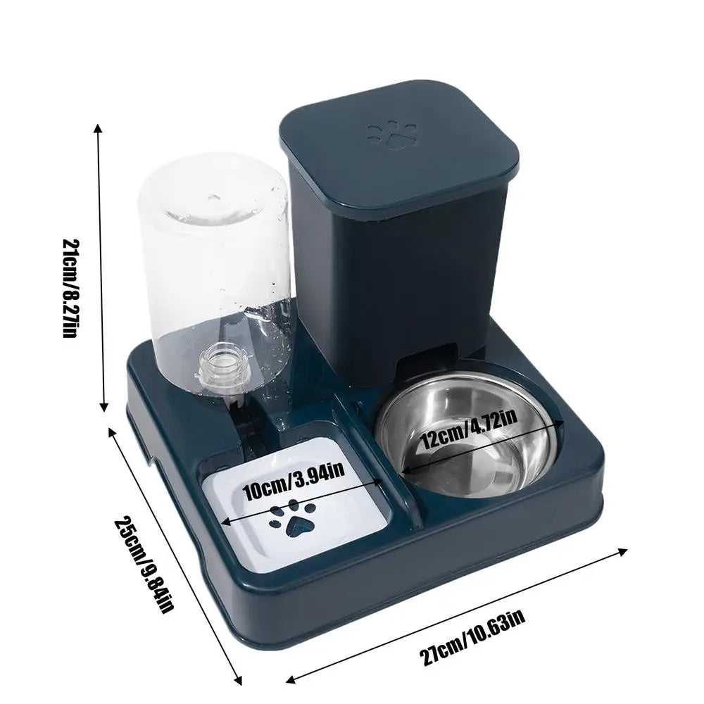 Automatic Cat Feeder Water Dispenser Set 2 In 1 Tilted Automatic Pet Food And Water Feeder Food Feeder And Waterer