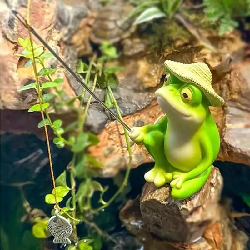 Frog Fishing Outdoor Sculpture