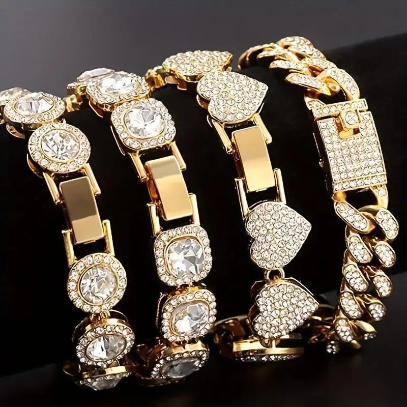 4 Pieces Heart Shape Bracelet Set for Women -8.2 INCH