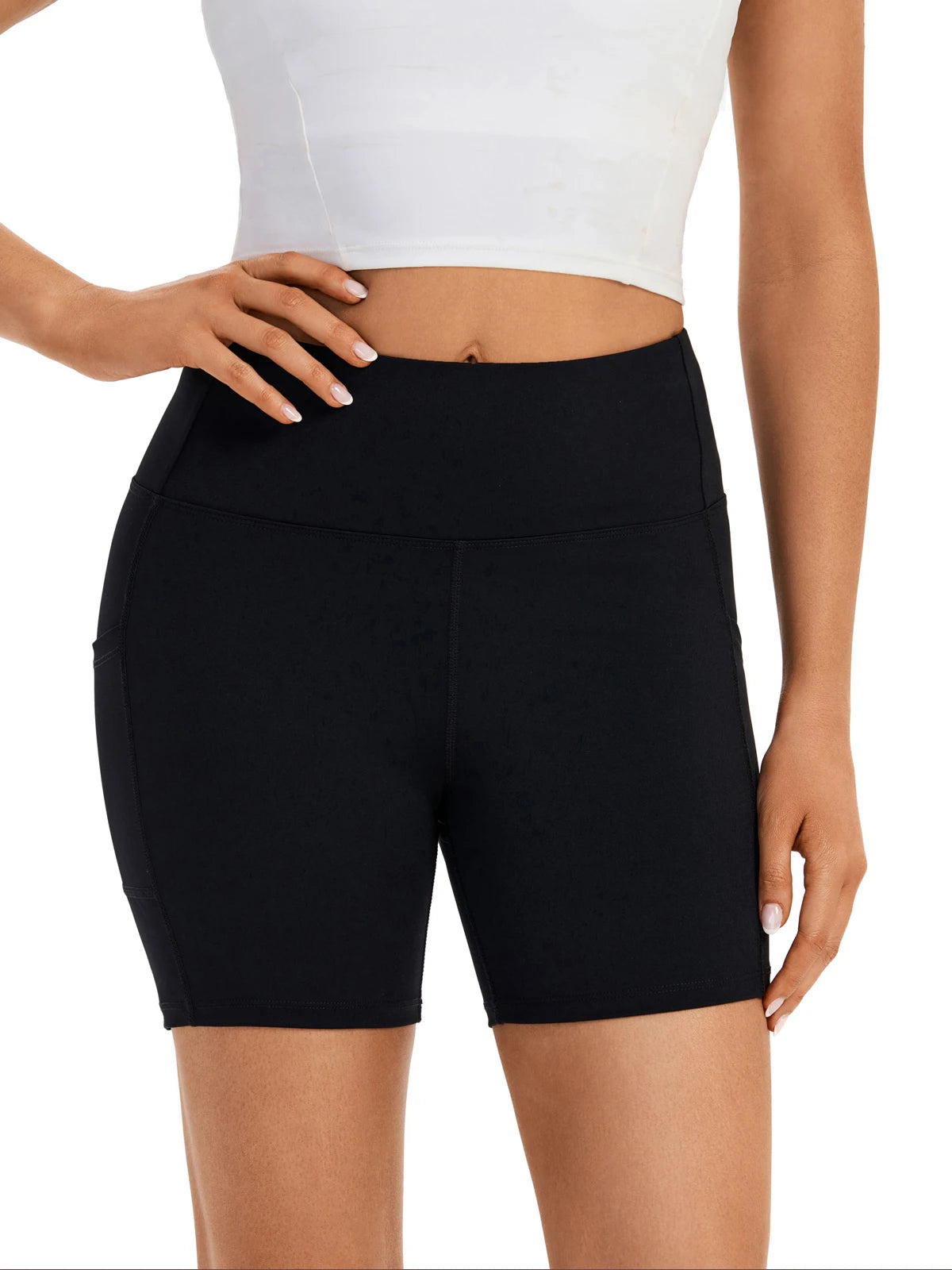 Women's S High Waist Shorts with Pocket - Gym - Yoga -
Exercise Running Spandex - Tights Sweat-Absorbent Breathable