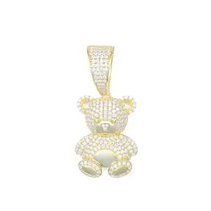 Exquisite Moissanite Fashion Bear Pendant Necklace