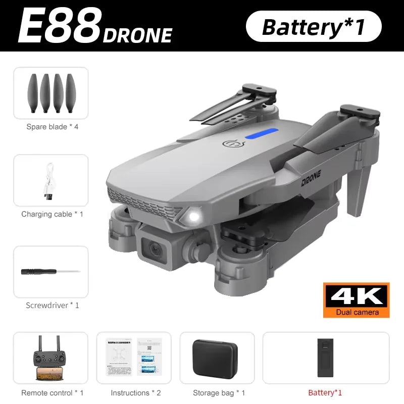 New E88 Pro WIFI FPV Drone Wide Angle - HD 4K Camera Height - Dron Helicopter