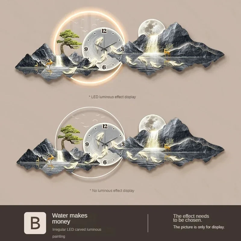 Design Luxury Wall Clocks Living Room Led Aesthetic