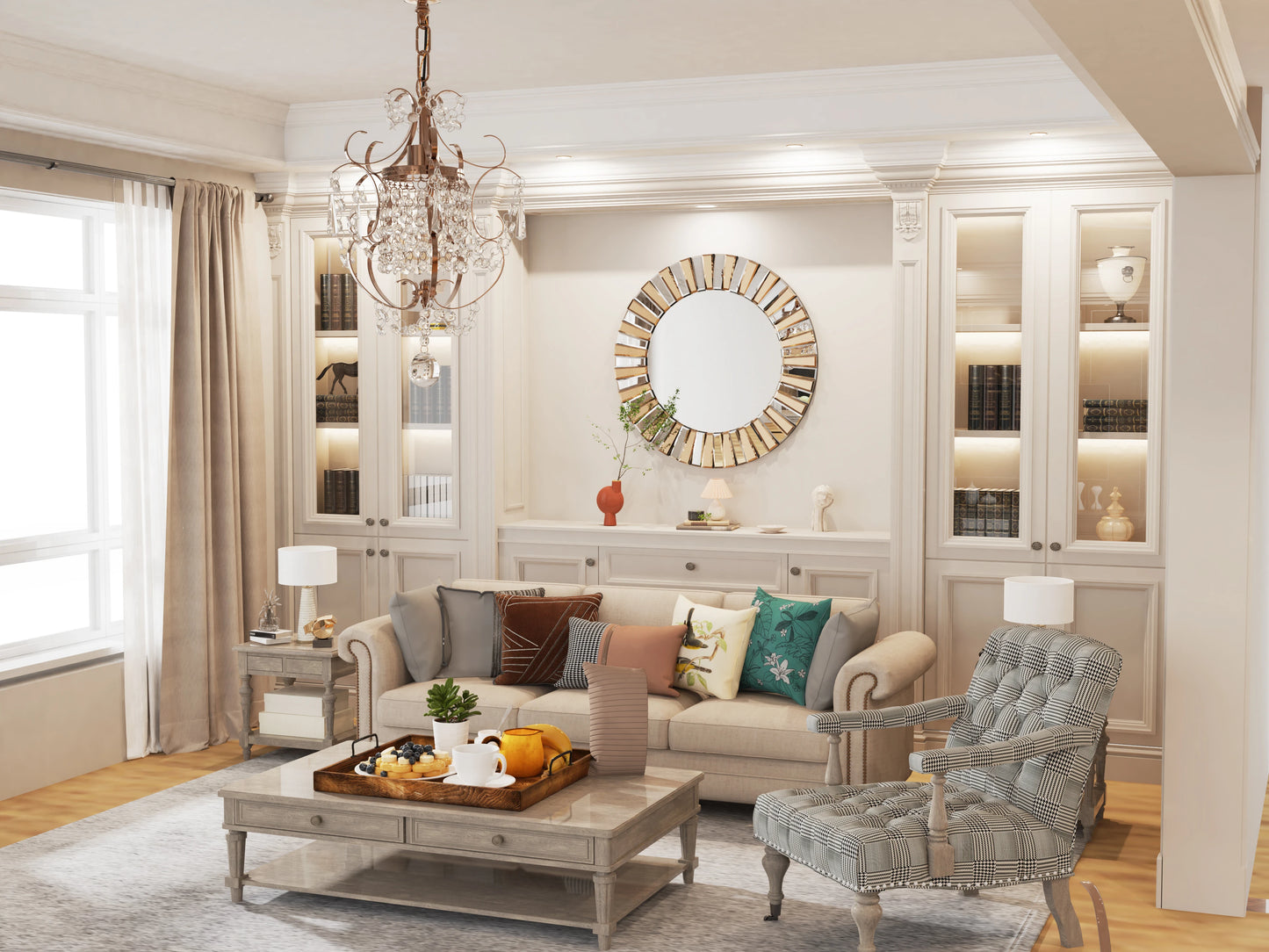 Round Wall Mirror Decorative Edge Glass