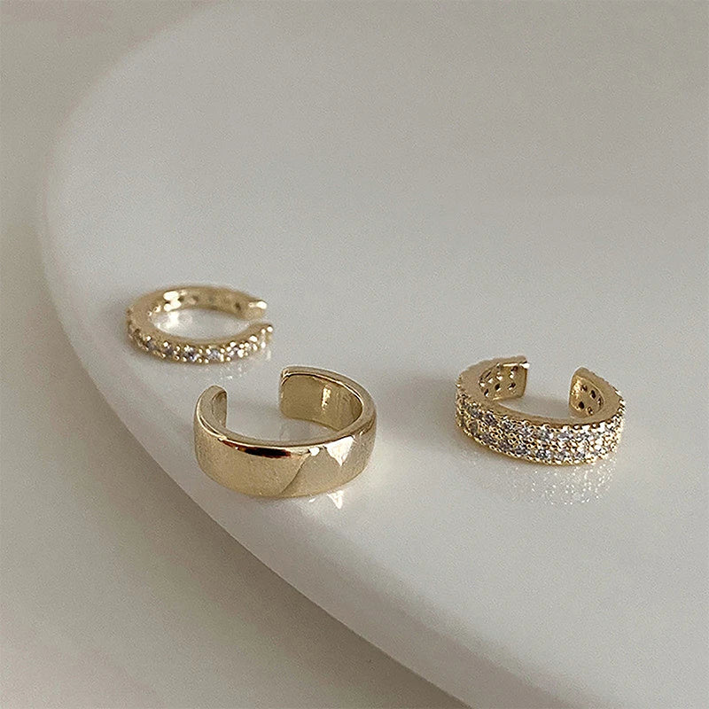 3Pcs/set Fashion C Shape Zircon Ear Cuff - No Piercing Ear Clip For Women
