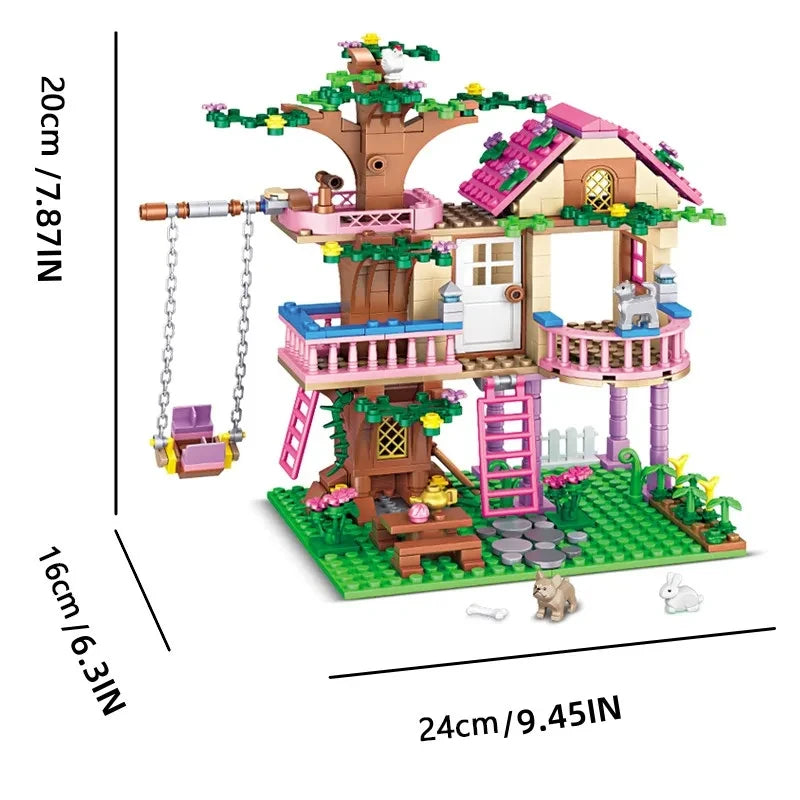 Friends City Tree House Summer Holiday - Villa Castle Building Blocks Sets - Figures Garden DIY - Toys for Kids Girl Birthday Gift