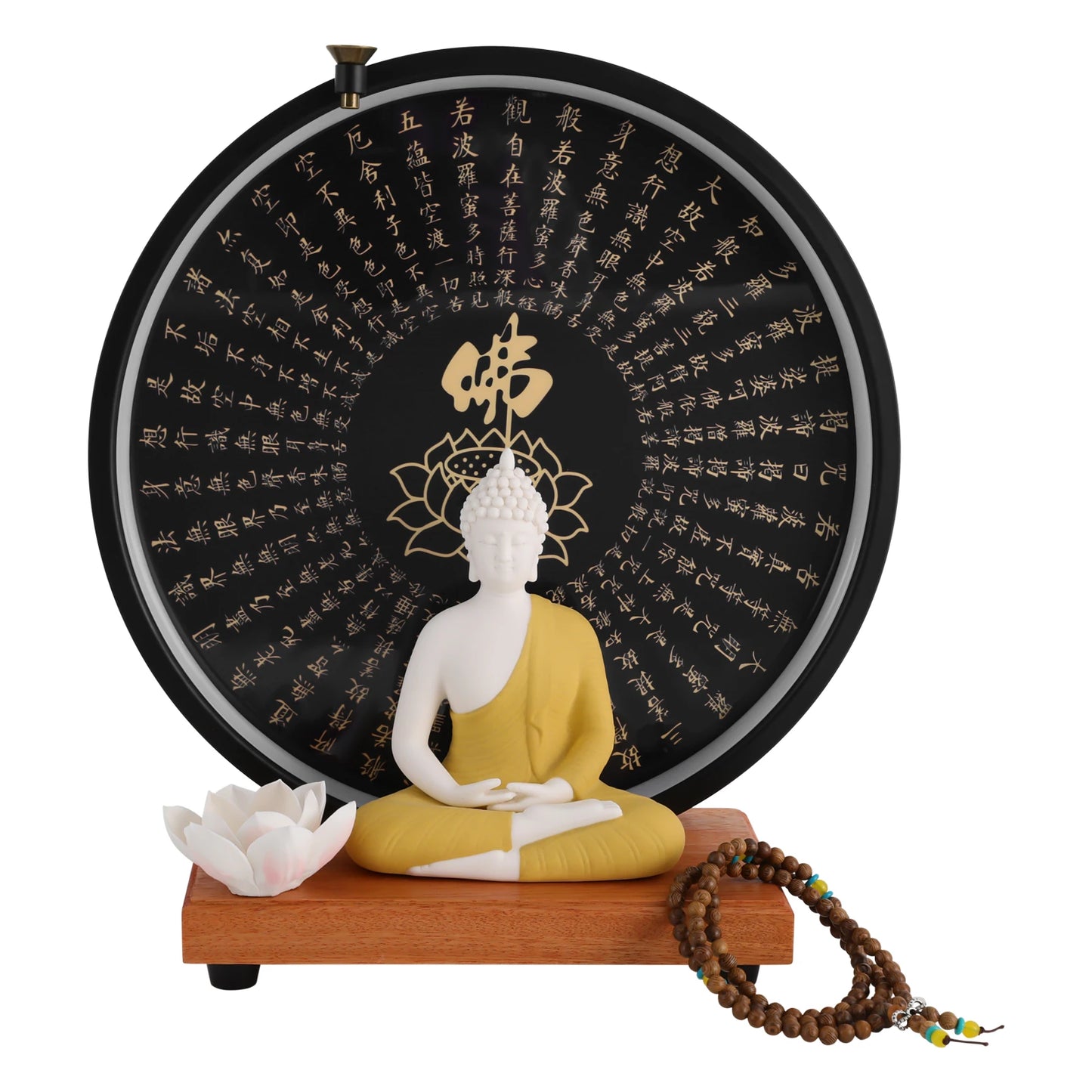 Buddha Statue Decor White/Red/Yellow/Blue 11.8*4.7*13in with Circle LED Lamp