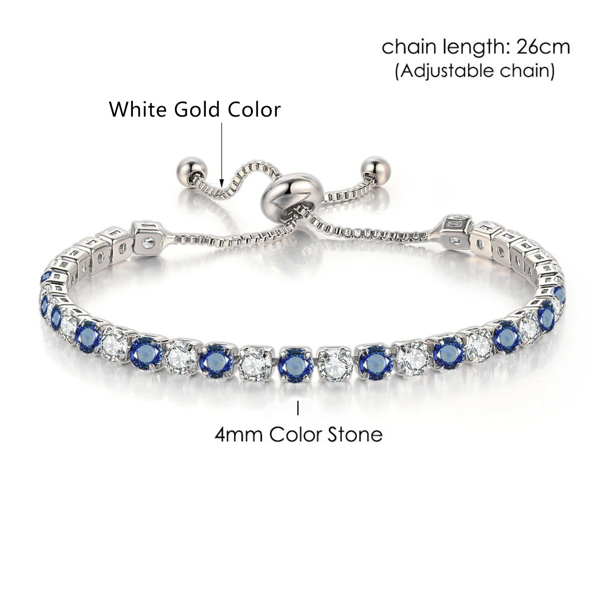 Adjustable Multicolor Tennis Bracelets for Women - Ladies Rainbow Colorful Zircon Charm Bracelet