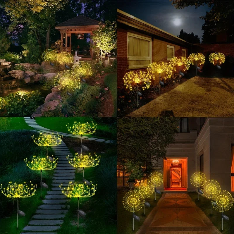 2/4/6/8/12pcs. - 200LED Outdoor Solar Fireworks Lights - Waterproof - Solar Garden Flower Lights