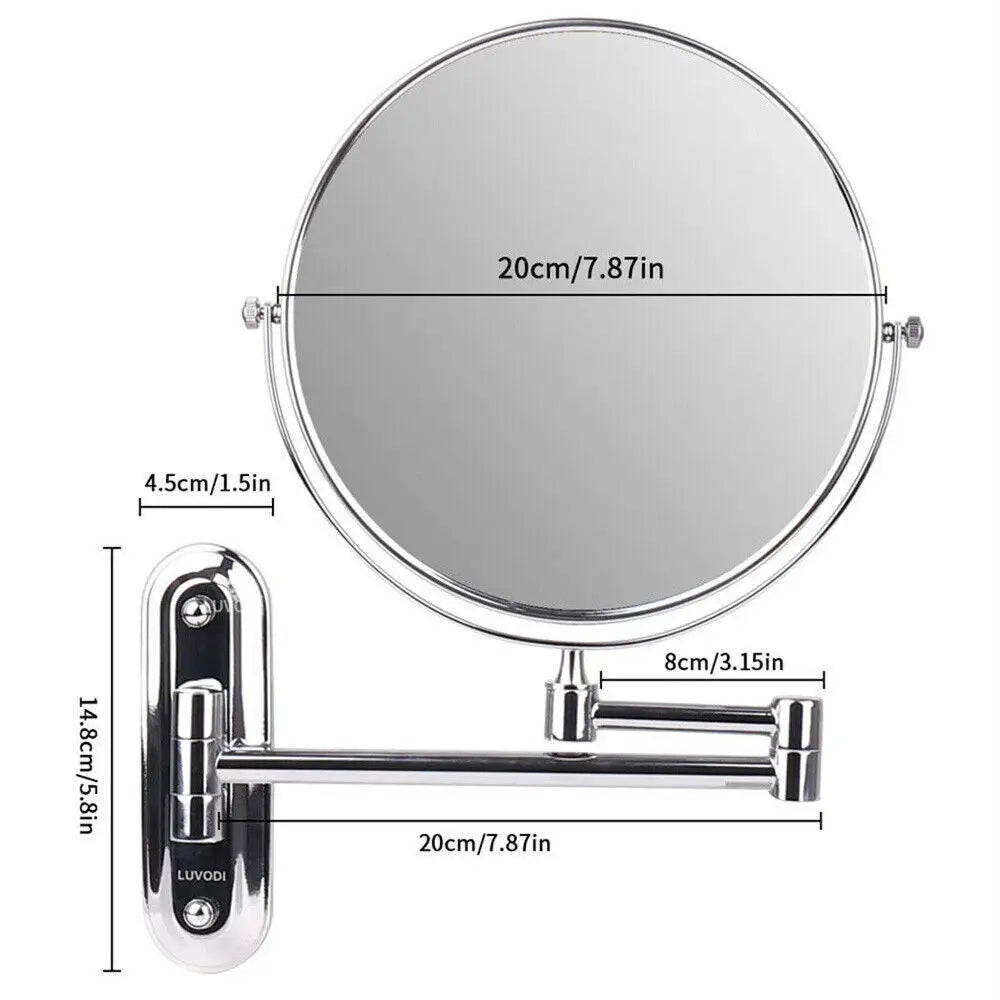 10X Magnifying Wall Mounted Mirror- 360 Swivel Makeup Mirror 8" Double Sided Vanity