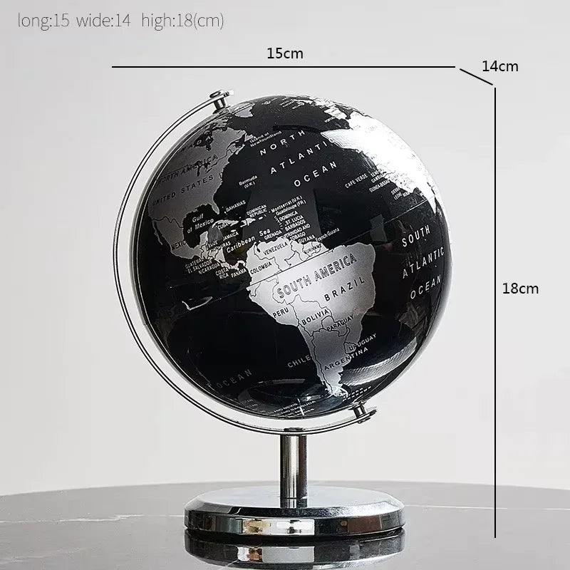 Creative metal rotating globe artwork, suitable for children classroom education learning living room office desktop decoration