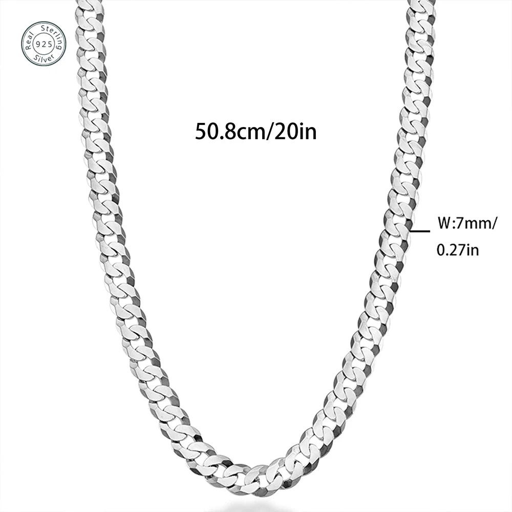 7mm Men's Link Silver plated & brass Chain Necklace