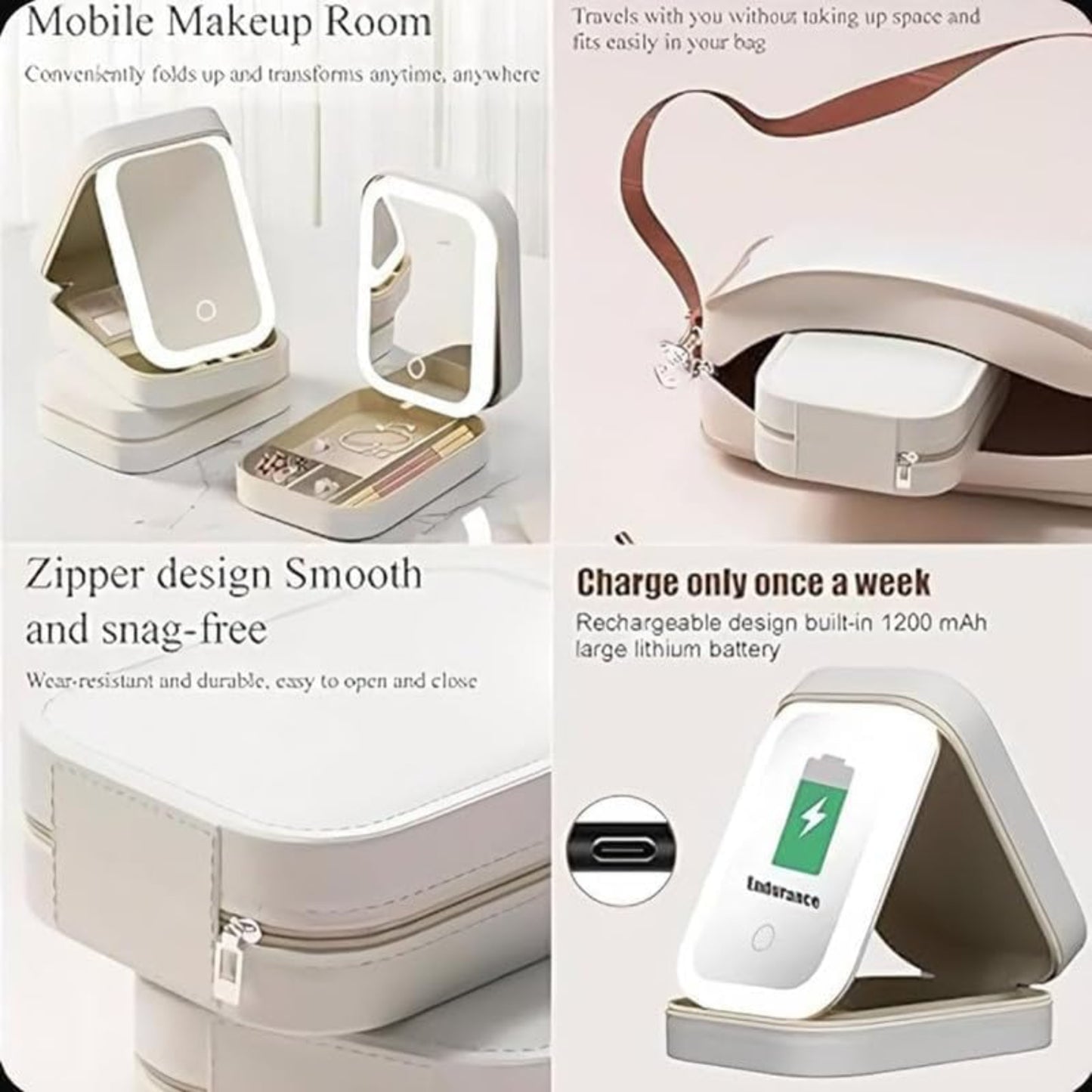 Rechargeable Lighted LED Makeup Mirror - Three Color Adjustable & Brightness White Mirror