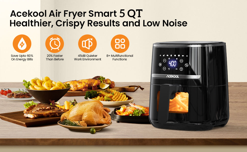 5 Quart Digital Display Air Fryer Toaster Oven Combo with 8 Cooking Presets - Oilless Cooker,- Visible Window,- Dishwasher Safe
