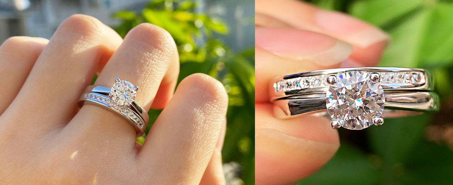 925 Silver Ring - Yellow Gold Jewelry -Luxury Solitaire Round Cubic Zircon Diamond Rings