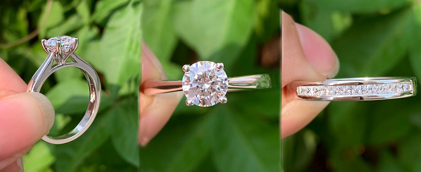 925 Silver Ring - Yellow Gold Jewelry -Luxury Solitaire Round Cubic Zircon Diamond Rings