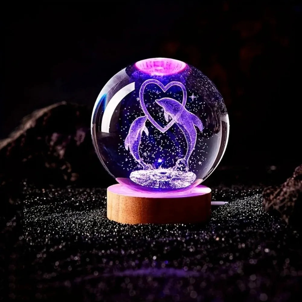 3D Crystal Ball Lamp, - Laser engraving animal lamps, - unique Unicorn night light, - Giant Panda, light up Chinese Dragon,