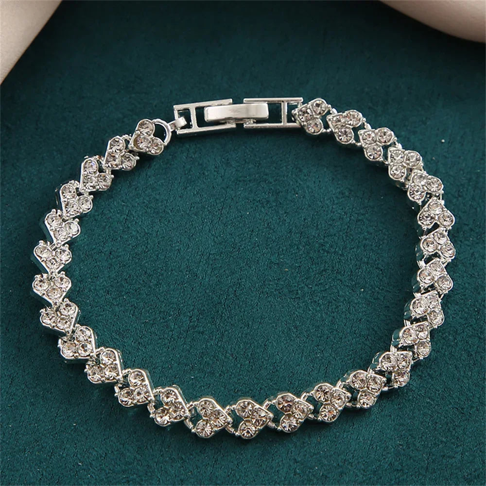 Crystal Heart Tennis Bracelet for Women