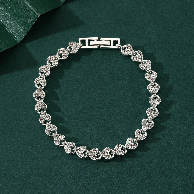 Crystal Heart Tennis Bracelet for Women
