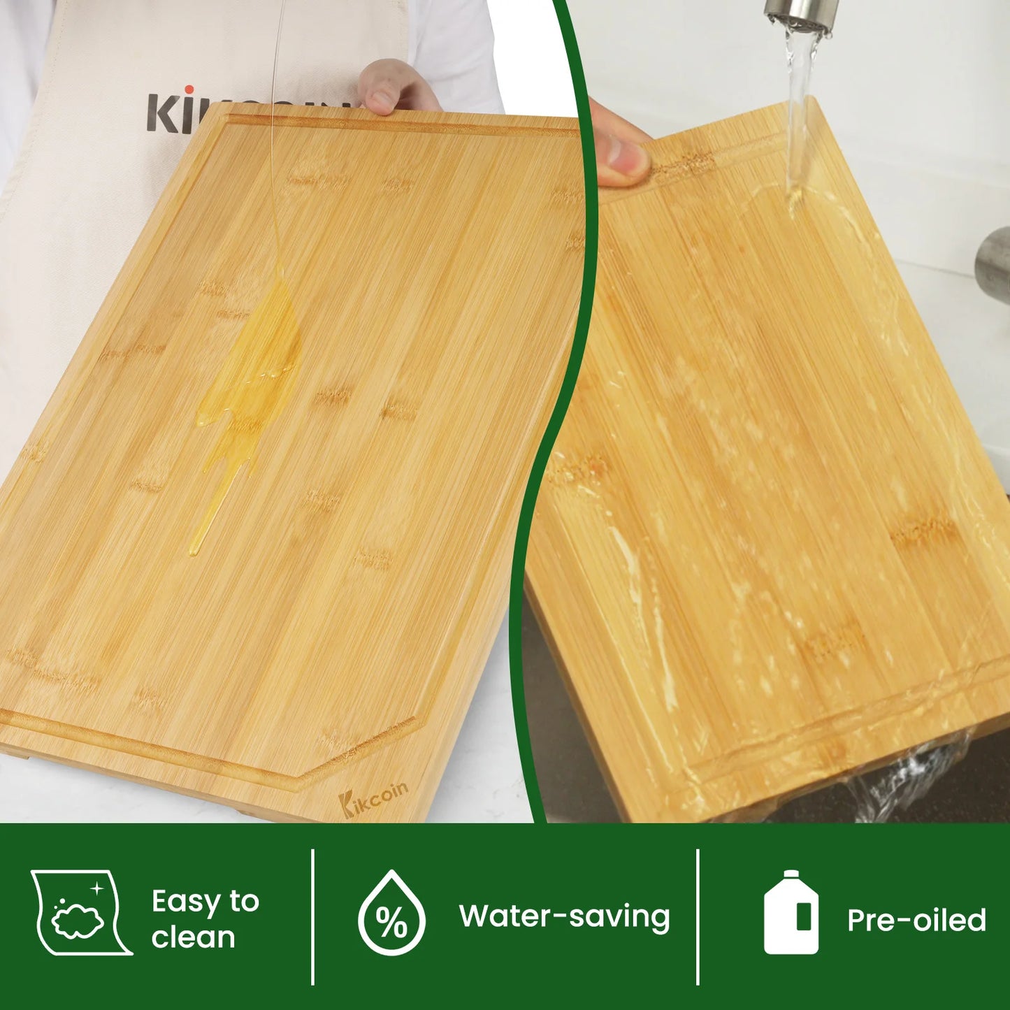 4-piece extra large kitchen bamboo cutting board set,  with juice groove