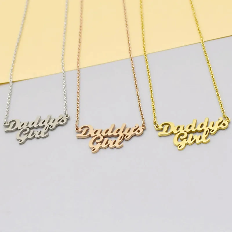Daddy's Girl Pendant Necklace - Stainless Steel Collier -Femme Kids - Daddy Gift - Family Jewelry