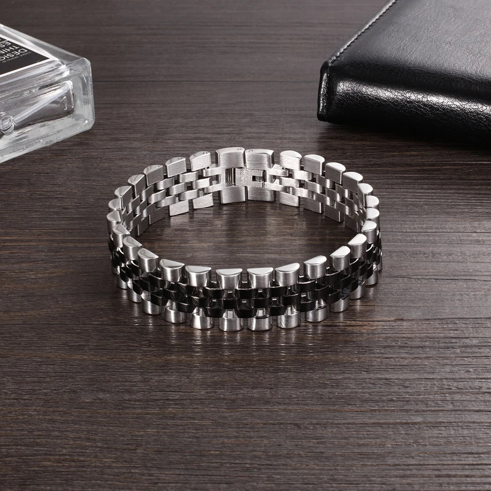 Luxury Gold Color Stainless Steel Bracelet - 200mm Wristband -  Bracelets