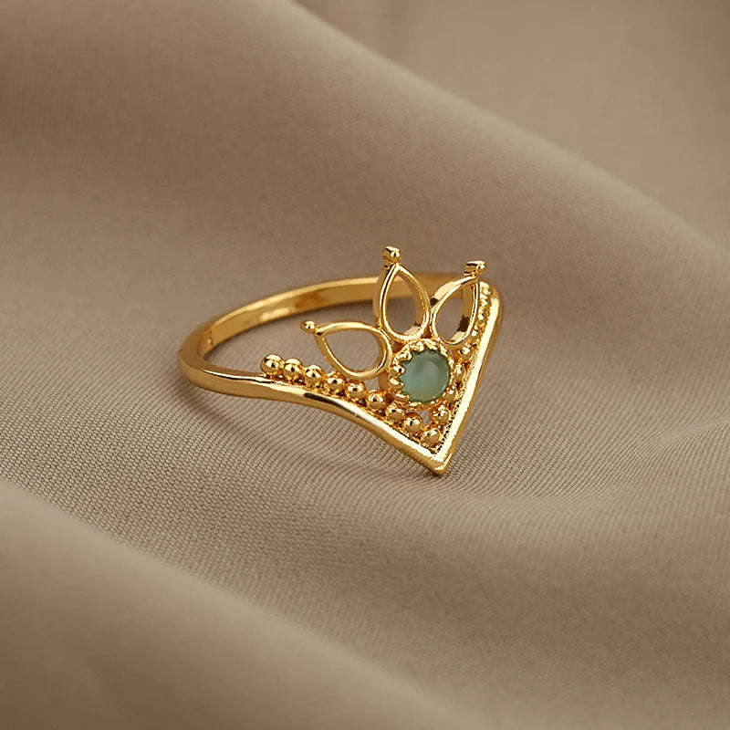 Vintage Lotus Rings for Women - Teens Stainless Steel  Ring