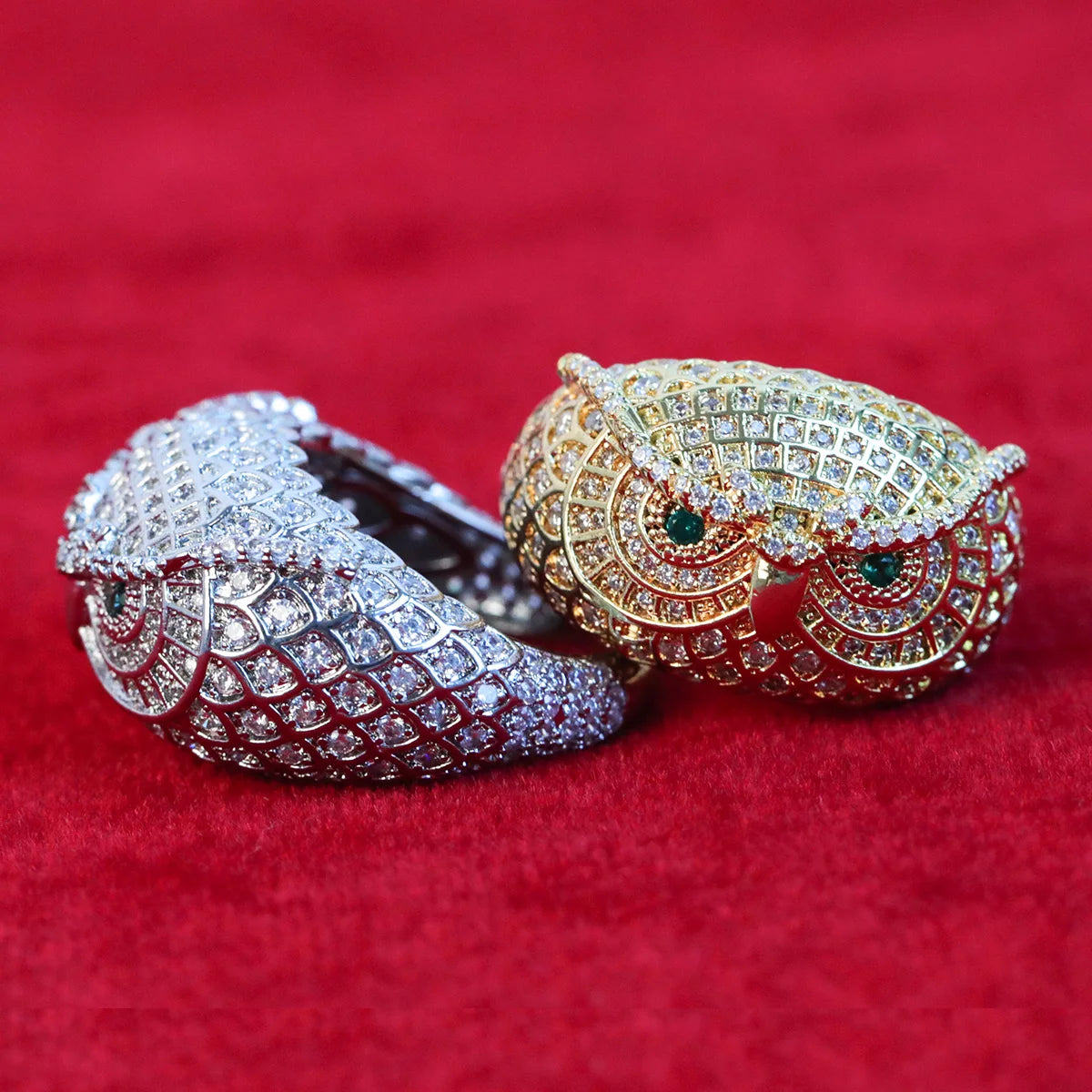 Owl Ring Real Gold Plated Cubic Zircon
