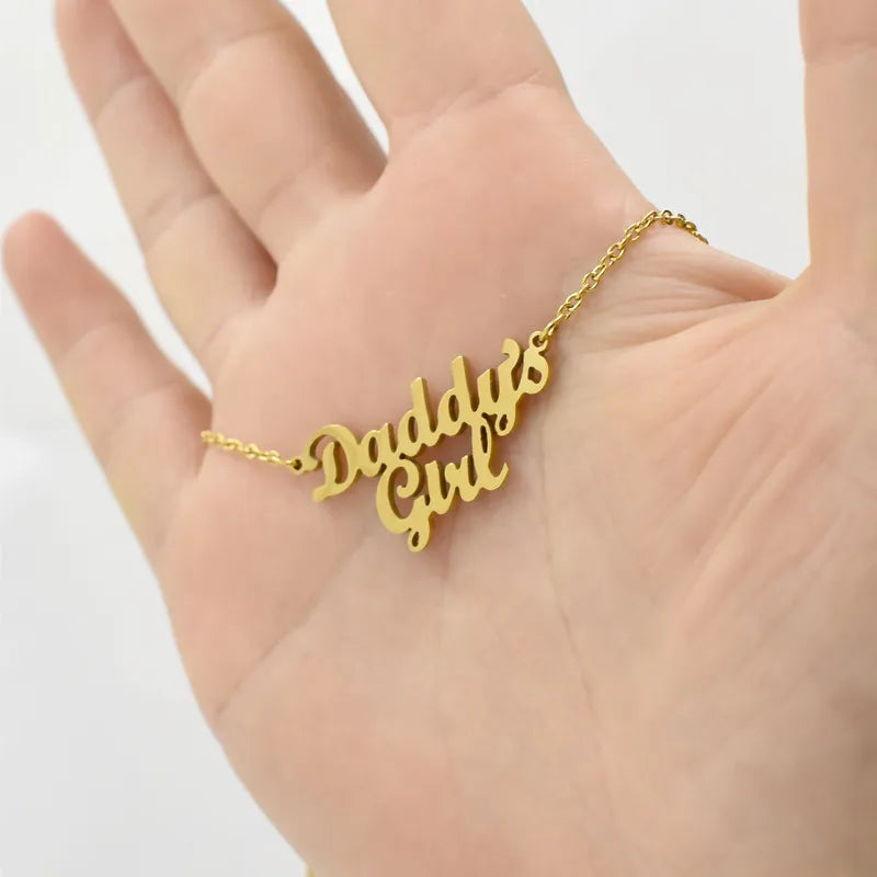 Daddy's Girl Pendant Necklace - Stainless Steel Collier -Femme Kids - Daddy Gift - Family Jewelry