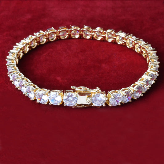 Tennis Bracelet for Men - Cubic Zirconia - Gold Color CZ Link