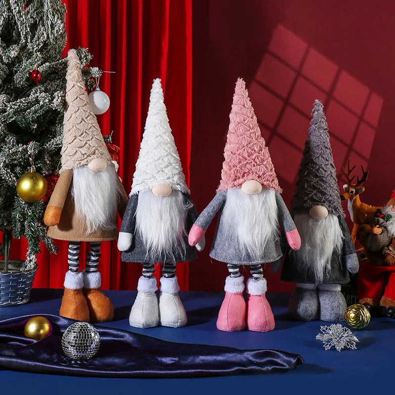Christmas Faceless Gnome Plush Doll with Retractable Legs & Long Hat