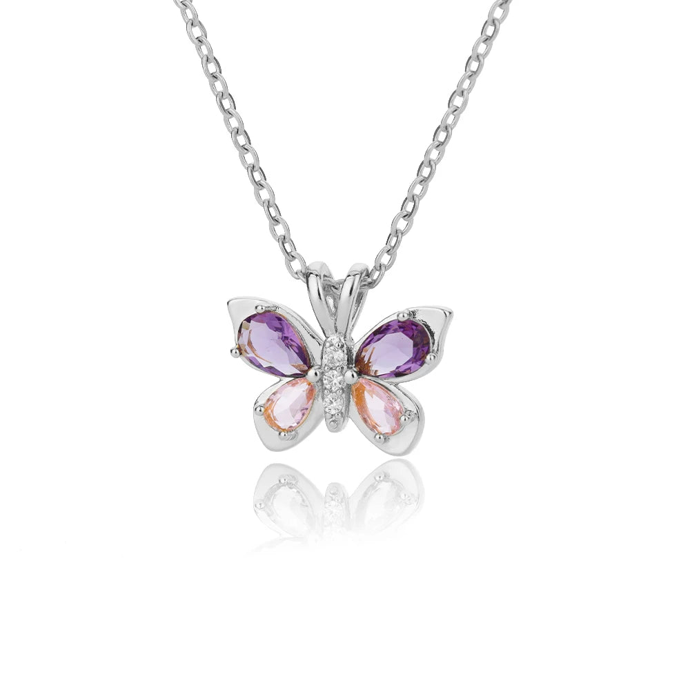 Crystal Butterfly Pendant Necklace