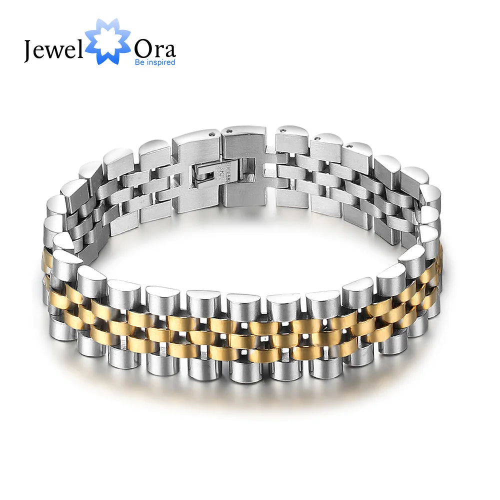 Luxury Gold Color Stainless Steel Bracelet - 200mm Wristband -  Bracelets