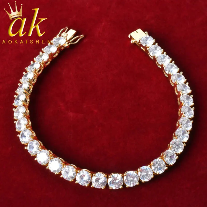 Tennis Bracelet for Men - Cubic Zirconia - Gold Color CZ Link