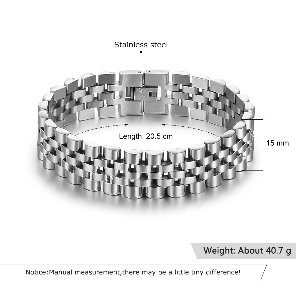 Luxury Gold Color Stainless Steel Bracelet - 200mm Wristband -  Bracelets